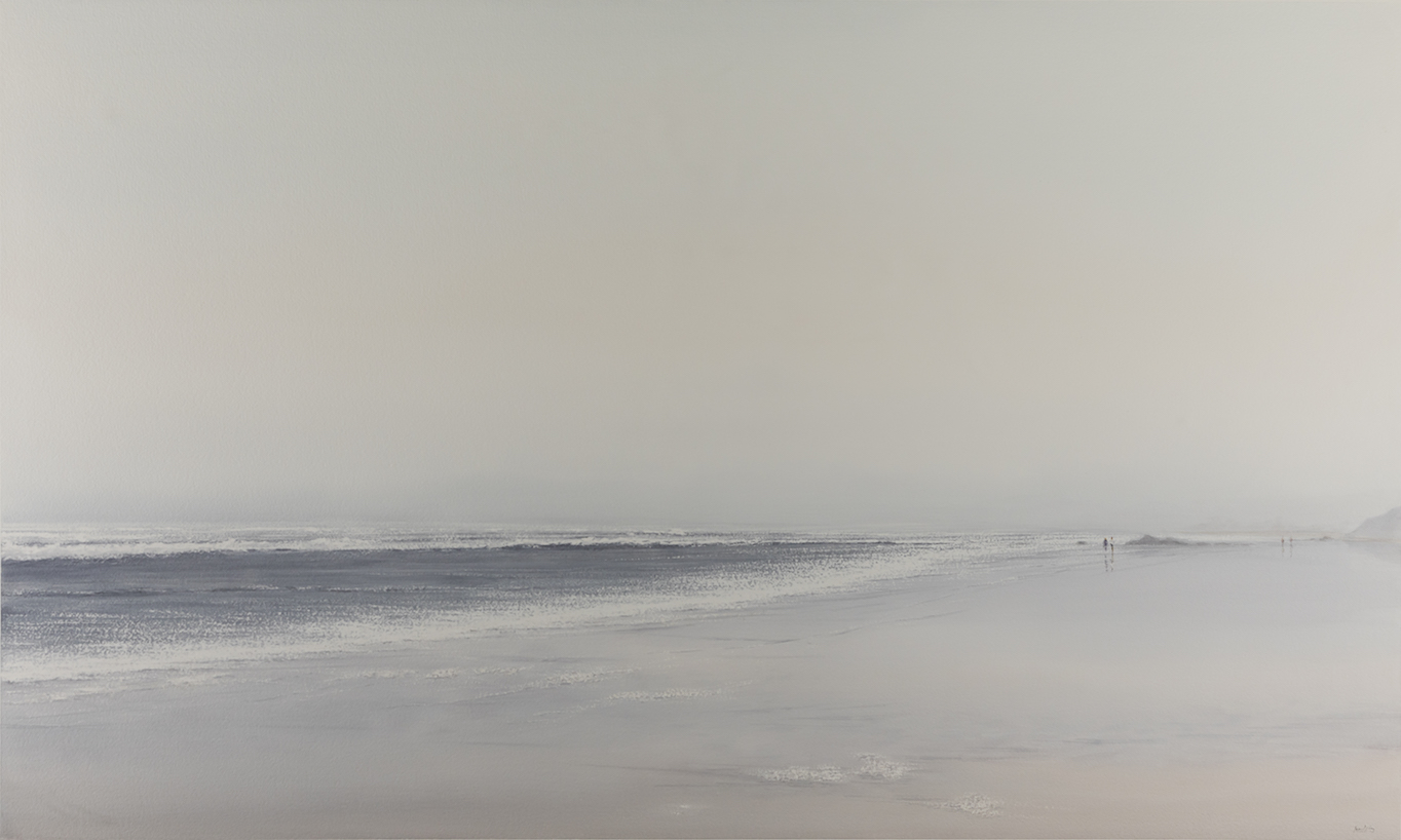 2.-Niebla en playa. 78×130 cm